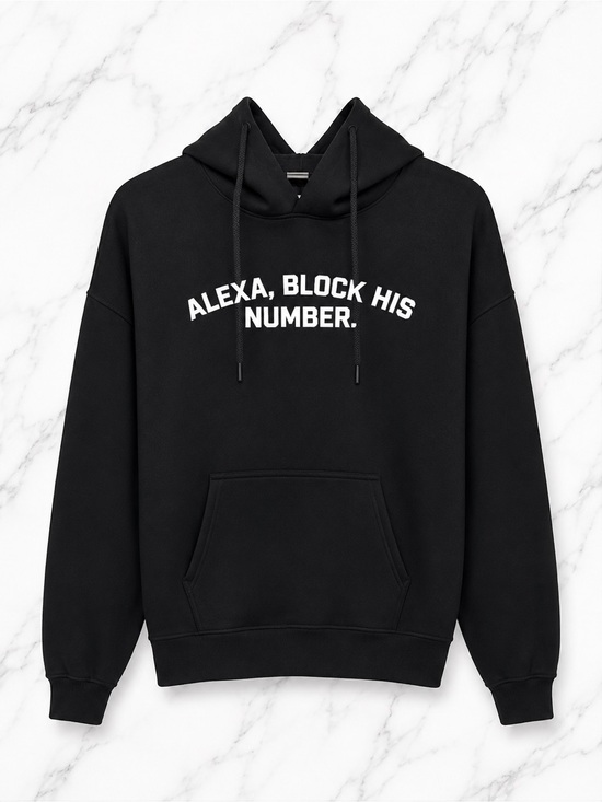Fashion Nova Tops - Fashion Nova "Alexa Block His Number" Black Pullover Hoodie | Size Medium⁠